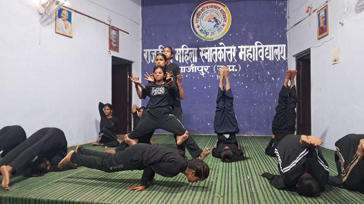 Different forms of yoga postures were presented by