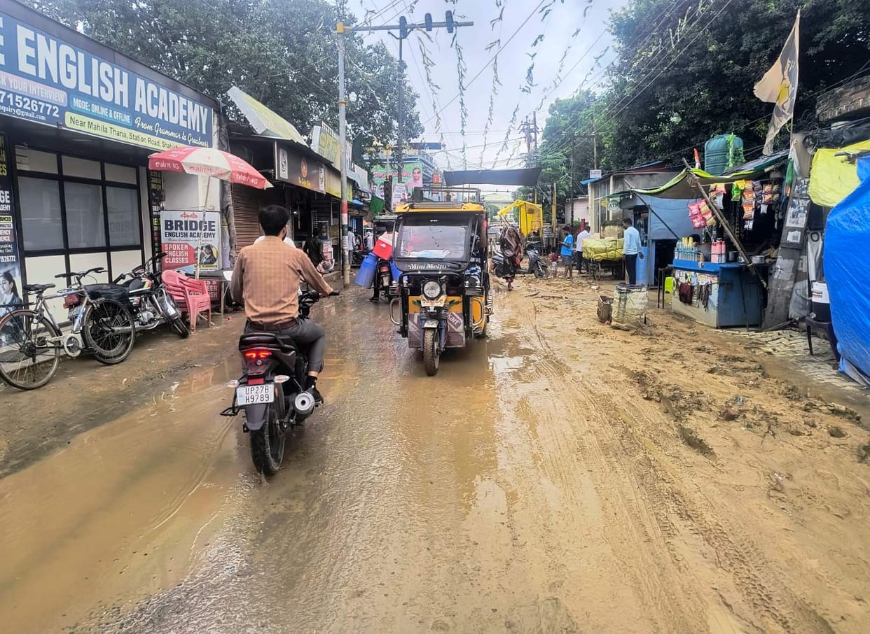 Rain brings relief from humidity, but mud on the roads causes trouble.