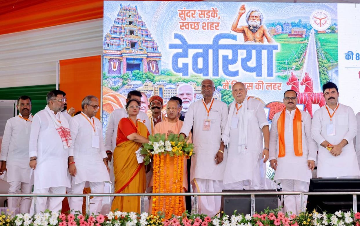 Bhatpar Rani receives the gift of a road, a hospital, and a fire station.