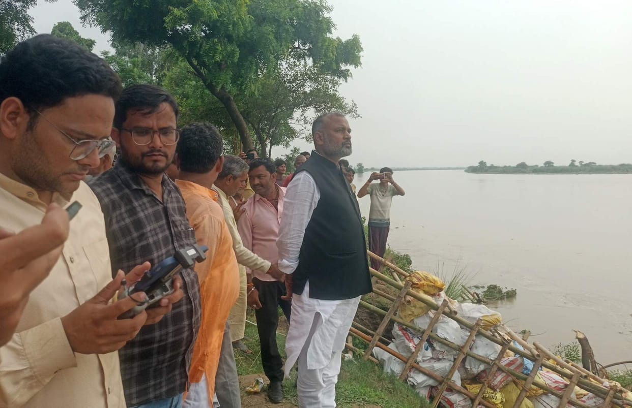 Water recedes from the Shamsabad highway as the surge in the Ganges subsides.
