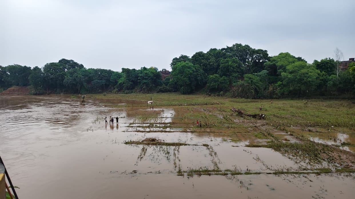 Vegetables grown in the fields on the banks of Mandakini were washed away