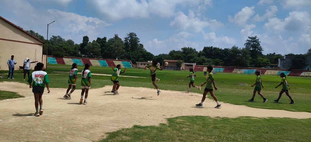 Stadium A won the handball title by defeating Stadium B 13-11.