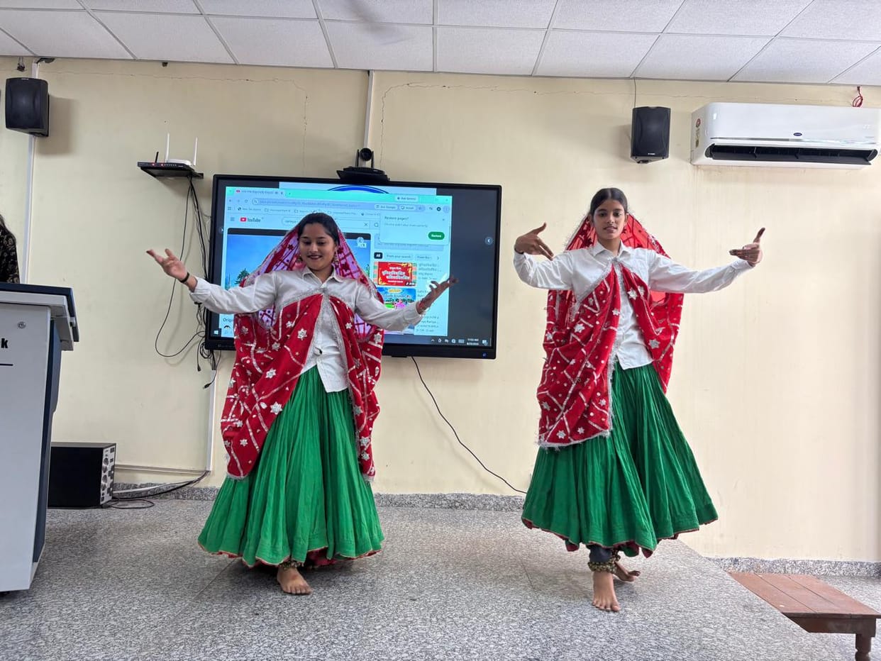 The female students gave performances based on Sanskrit songs and shlokas