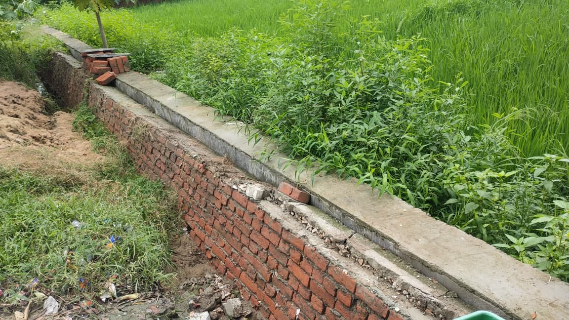 A drain built 10 months ago for 3.91 million collapsed in the rain, villagers troubled by waterlogging
