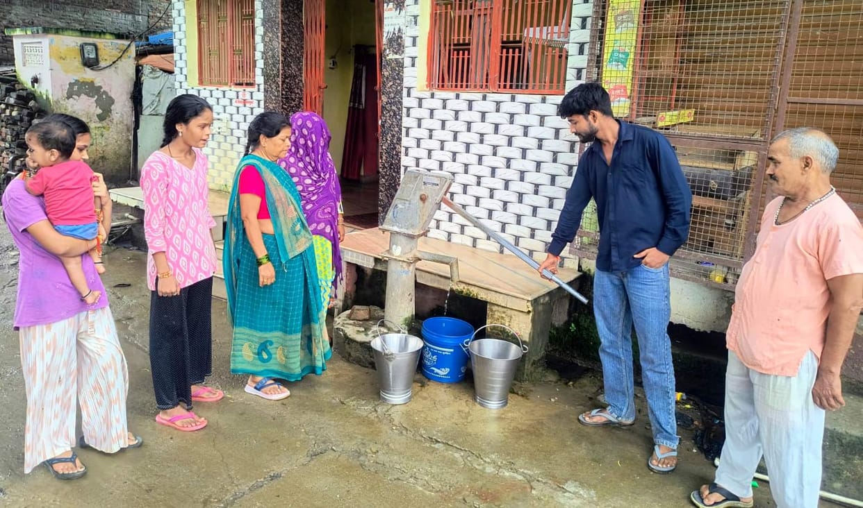 Parched throats people swallowing diseases along with the water.