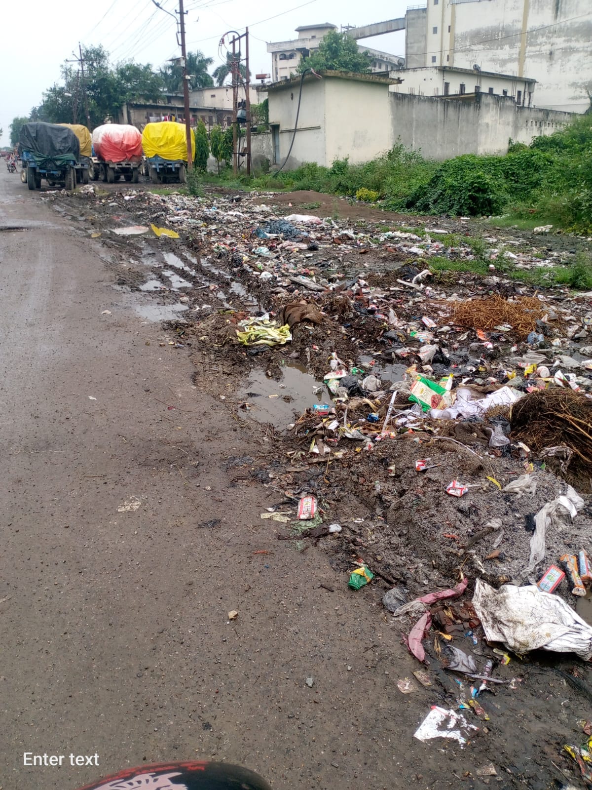 No waste disposal system in the industrial area.
