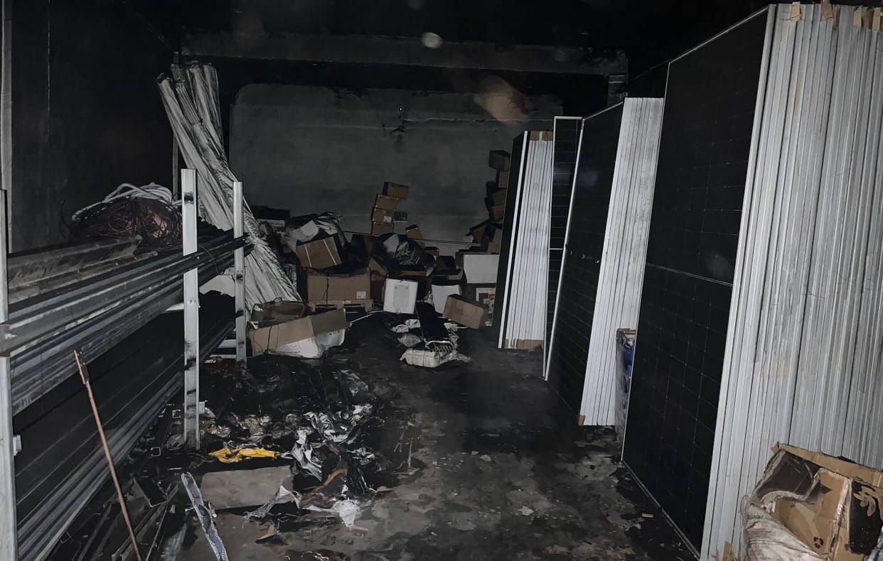 Goods gutted in fire at solar panel shop