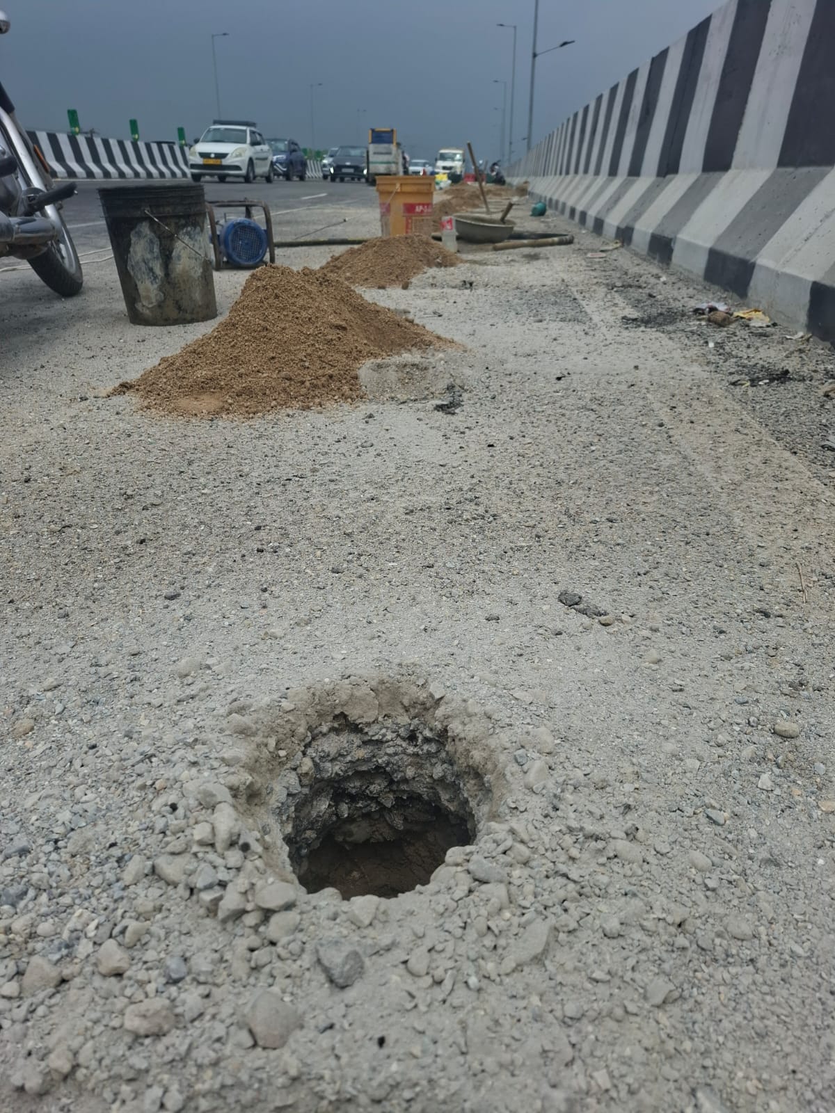Concrete core testing initiated to assess the structural integrity of the expressway bridges.