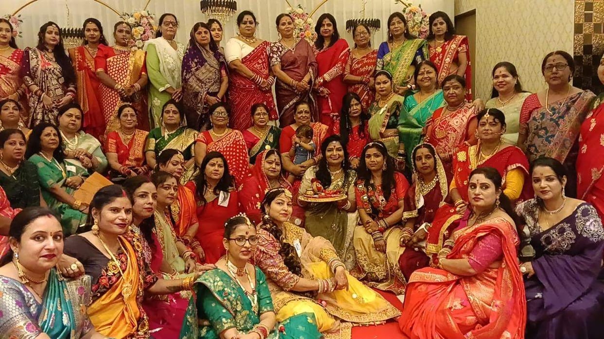 Women added a splash of color to the Teej festival; Shreya crowned Mrs. Teej.