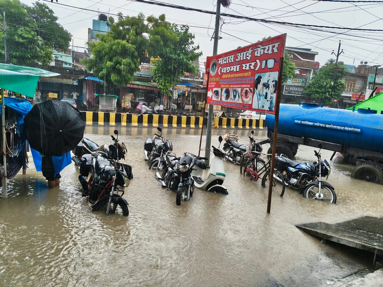 Heavy rain brings relief from the sultry heat.