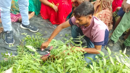 चंद्रभान का इलाज करता बायगीर। स्रोत : ग्रामीण