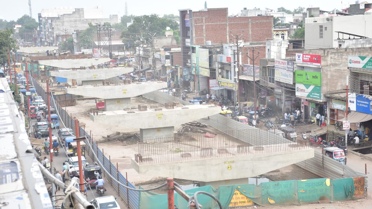 60% of work on Etah Chungi flyover completed; preparations underway to make it operational by January.