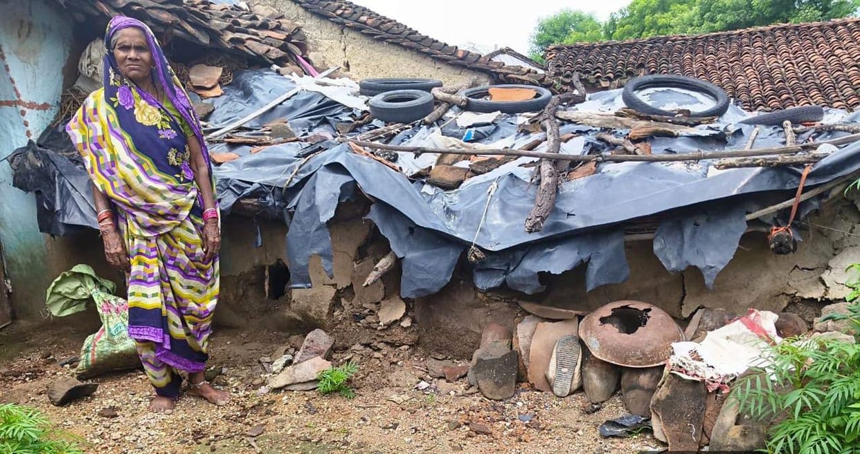 30 mud houses collapsed in Khajuria Pahra village.