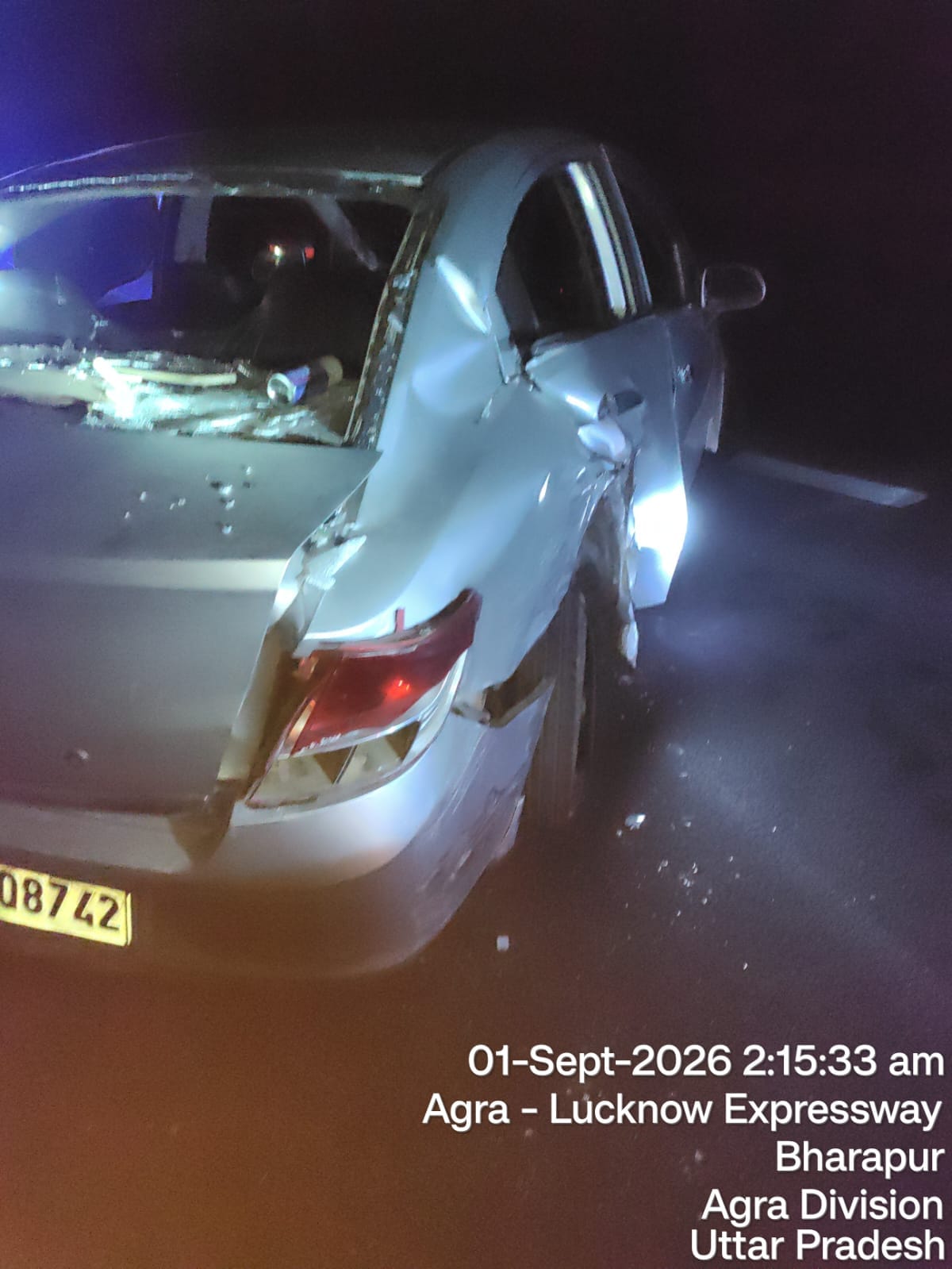 Car overturns after collision with another car on Agra-Lucknow Expressway