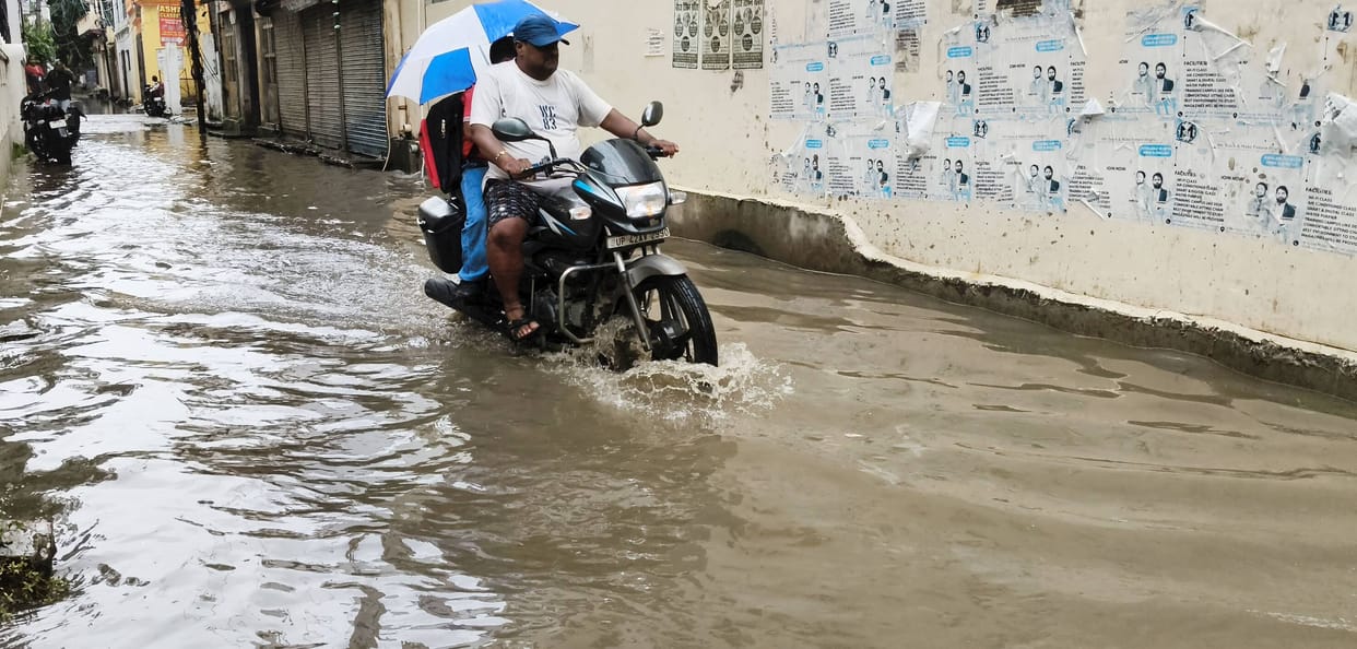 Rain slows down the city again; waterlogging adds to the woes.