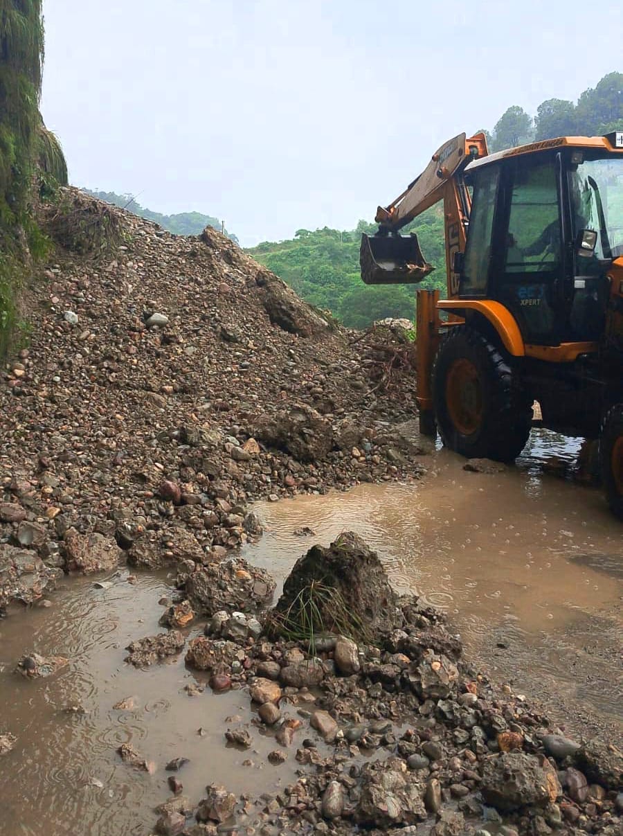 Massive landslide on Nandrul Road; students unable to reach school; power outage in villages.