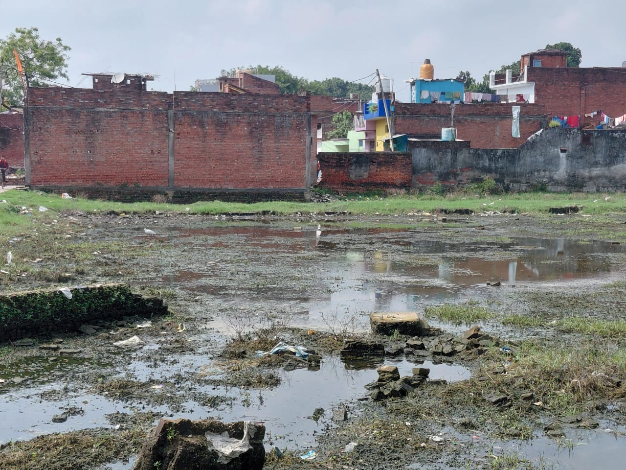 शहर के मोहल्ला नखासा में गंदे पानी का जमाव। संवाद