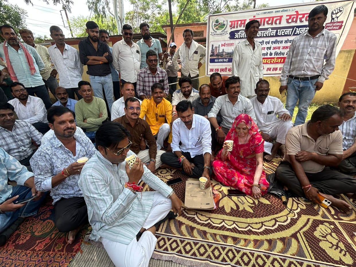 Representatives, including the Sarpanch, staged a protest over