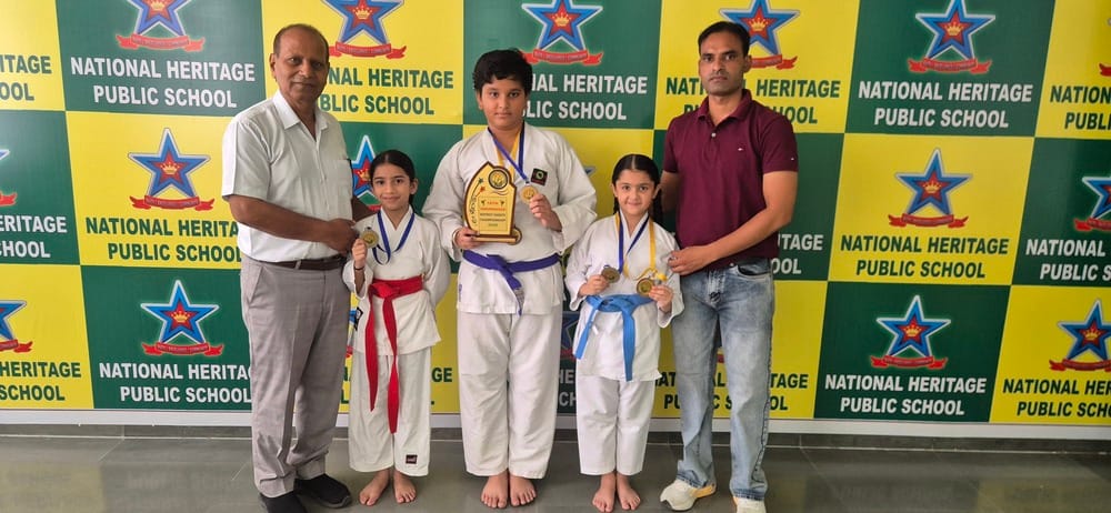 Karate players from National Heritage Public School won five medals