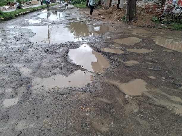 Navigating the dilapidated roads of Shantipuram Colony is a nightmare