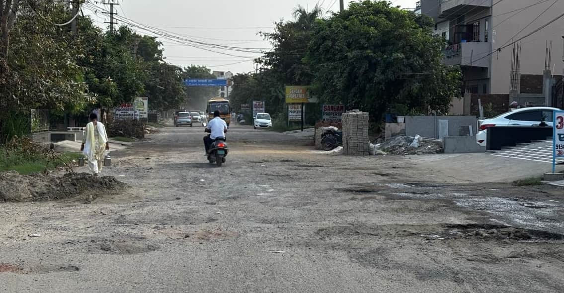 Commuting has become difficult due to damaged roads in Sector-2.