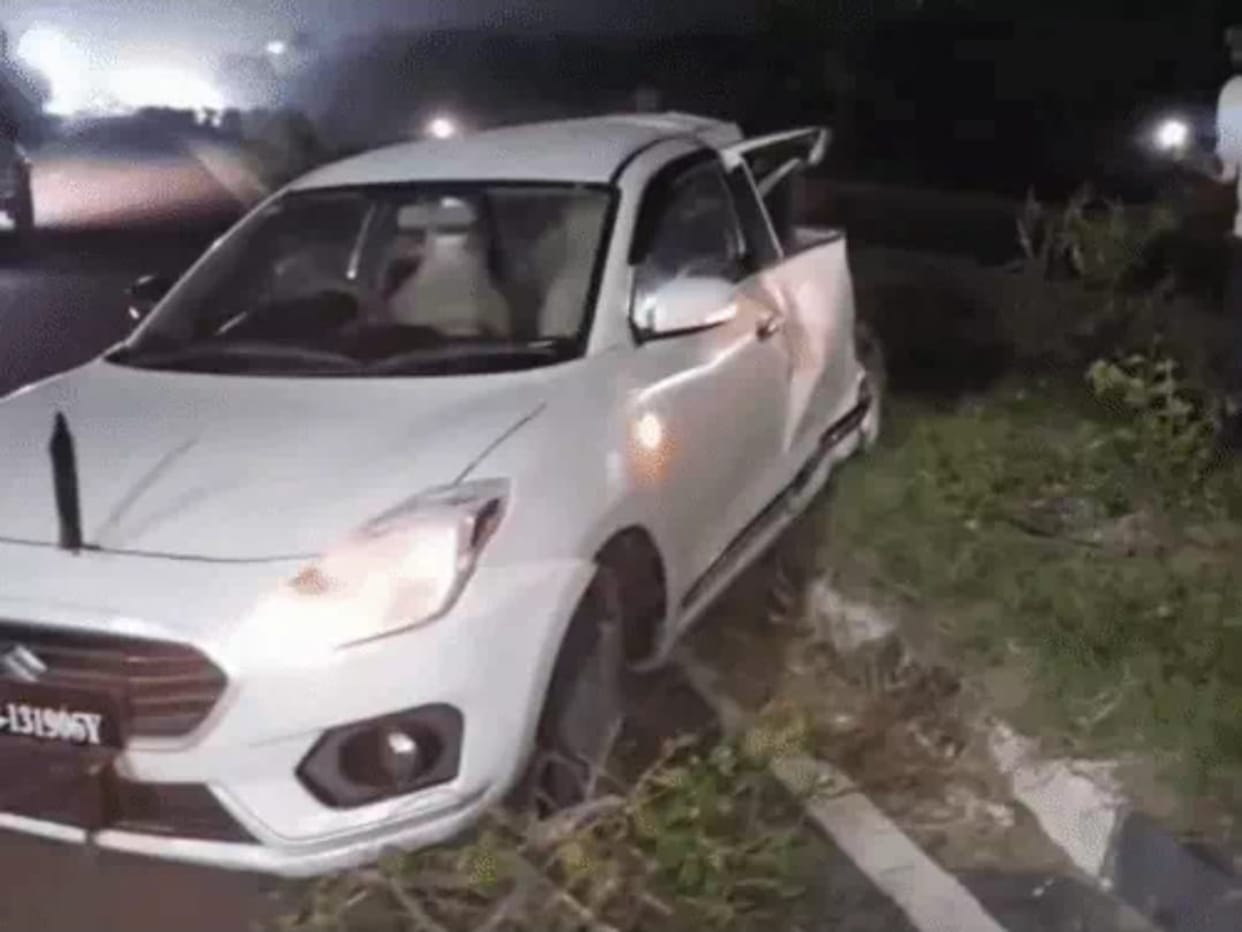 Truck hits Air Force car; three officers injured