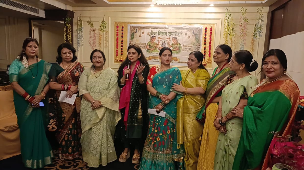 Women immersed in the spirit of Teej; danced to the tunes of Kajri folk music