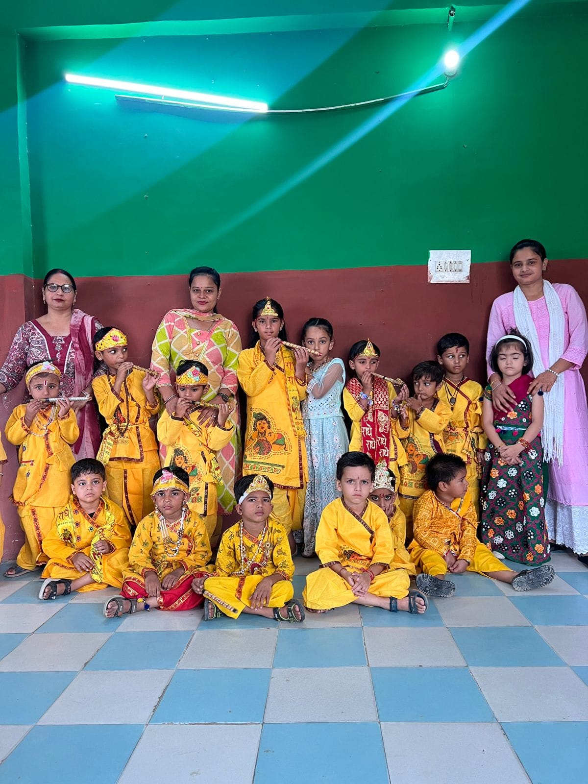 SDM School decorated with Krishna's children's leelas, Matki Fod program includes Bandha