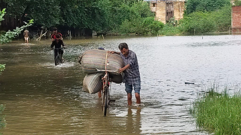 Water on the roads; villages turned into islands