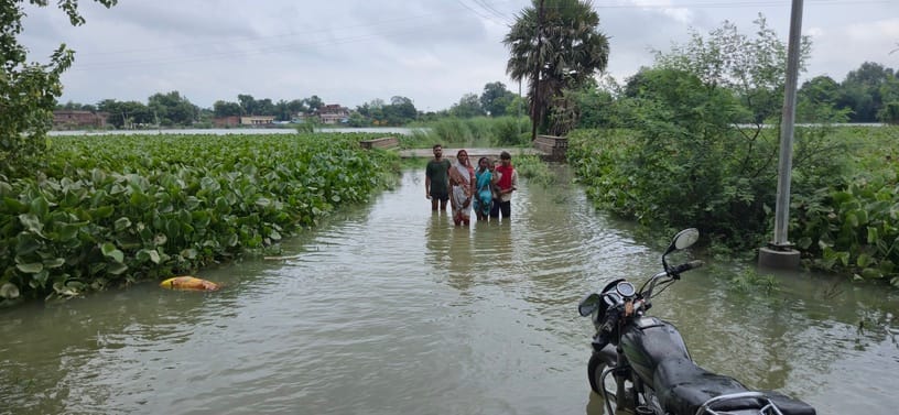 After the fields, the Ganges waters now move towards the villages