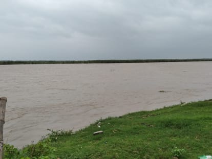 टांडा क्षेत्र के माझा कम्हरिया में खेतों के किनारे पहुंची नदी। संवाद