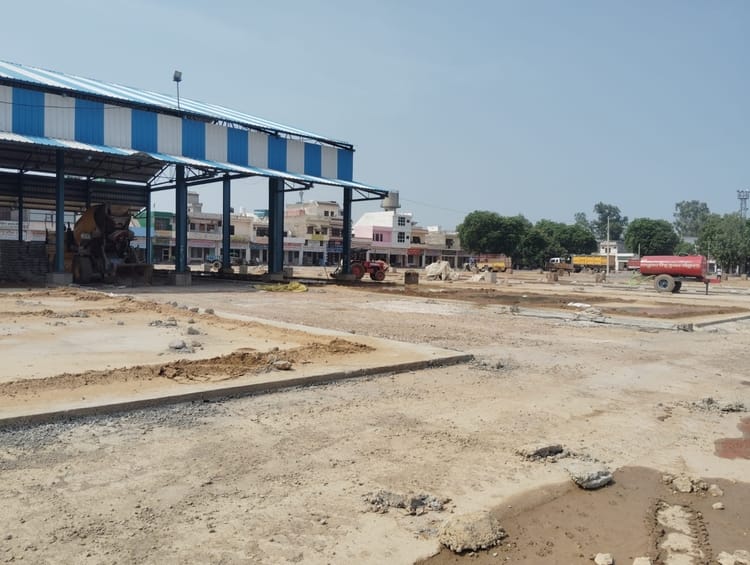 Paddy arrivals begin at Gohana grain market; farmers troubled by dilapidated service road.