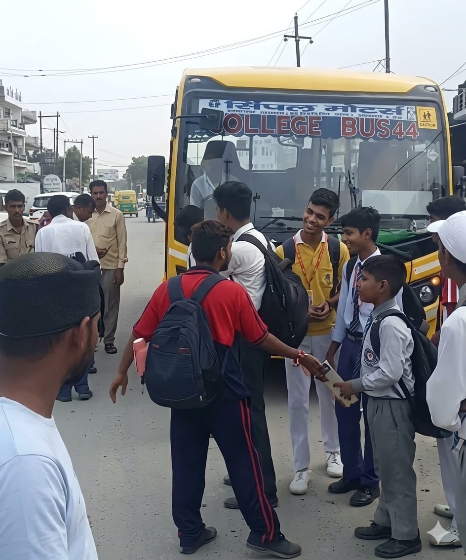 घटना स्थल पर बच्चों की भीड़। स्रोत-वीडियो ग्रैब