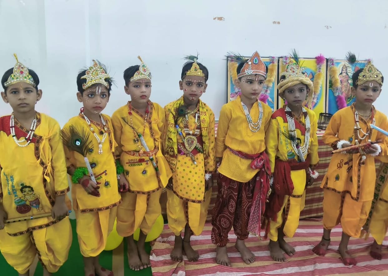 Janmashtami: Children presented a tableau of Lord Krishna.