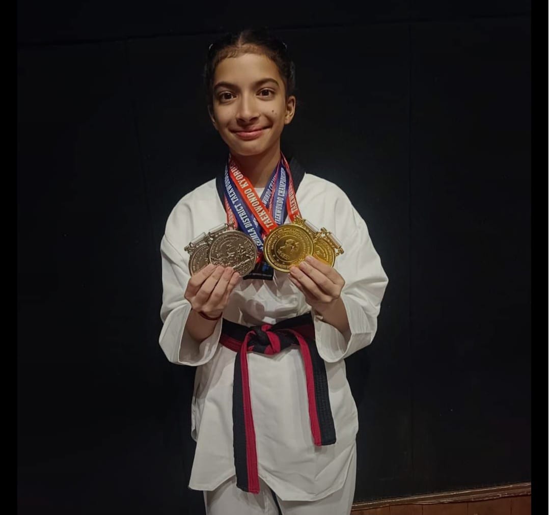 Pranvi won gold medals in Kyorugi at the district and state levels