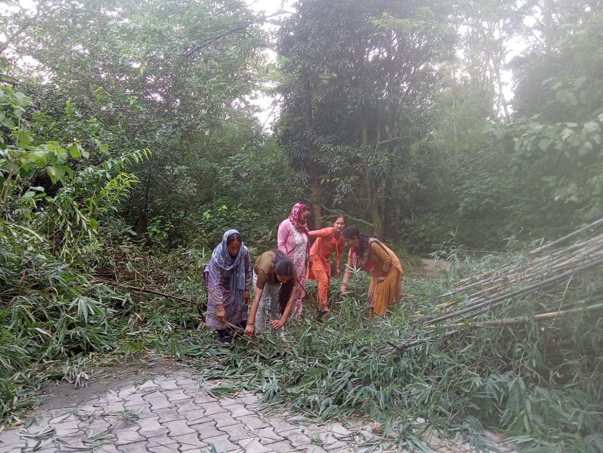 Jagriti Mahila Mandal reopened a blocked road through voluntary labor.