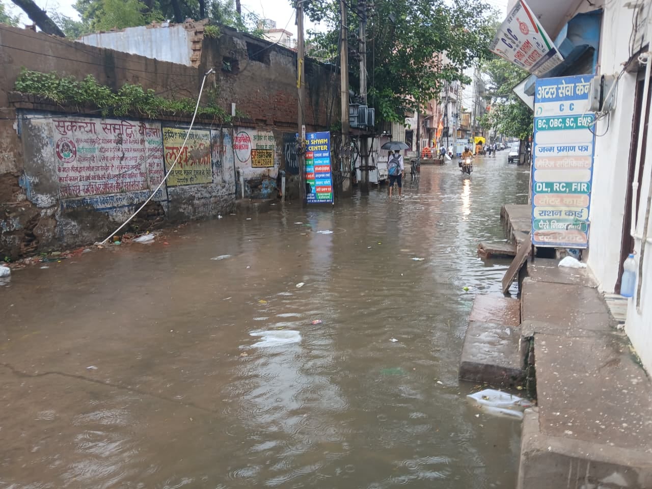 भाड़ावास गेट के पास बारिश के बाद भरा पानी। संवाद