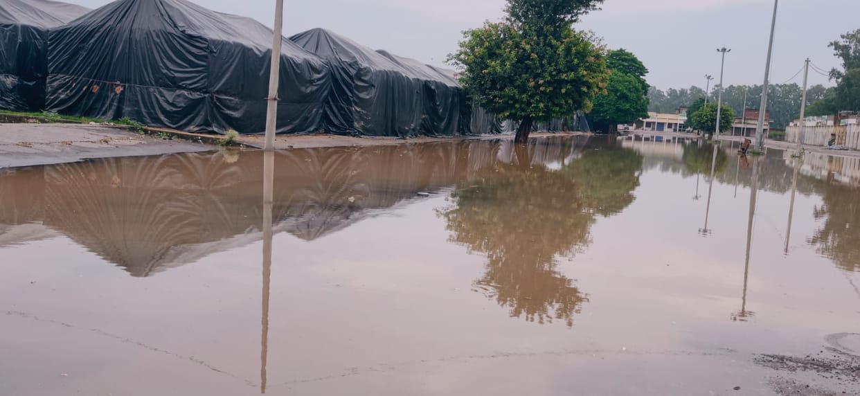 Two hours of rain brought relief from the heat, but waterlogging on the roads increased difficulties.