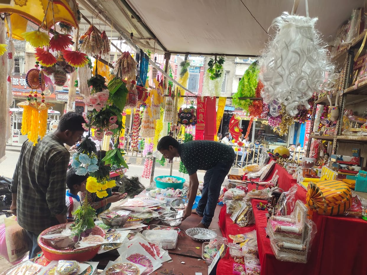 Shoppers flocked to the market on Janmashtami, bringing cheer to businesses.