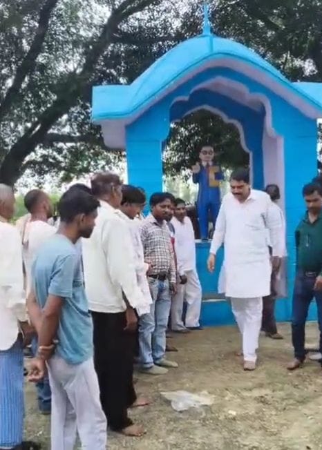 Dispute over the construction of the boundary wall for the Ambedkar statue.