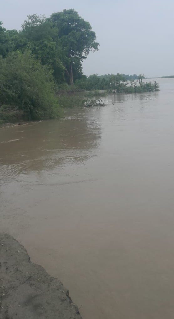 The Ganga's Furious Form: 'Baba's' Statue and Road Submerged in Water at Ahar