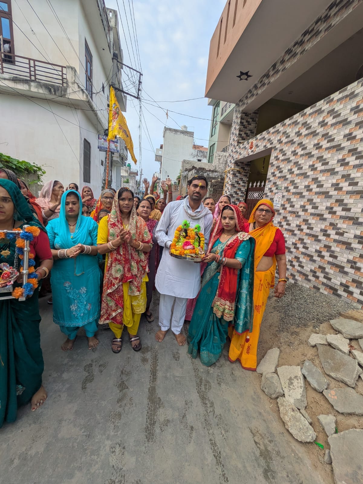 The city resounded with chants of "Radhe-Radhe."