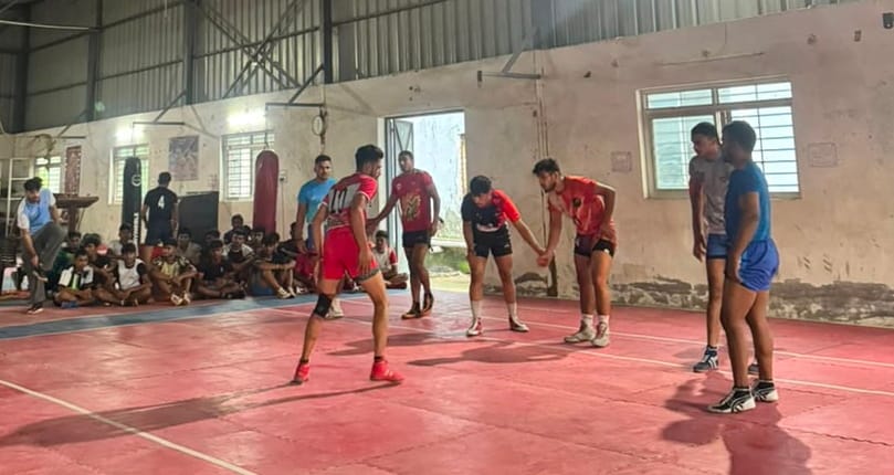22 players sweating it out for selection in the Kabaddi championship.