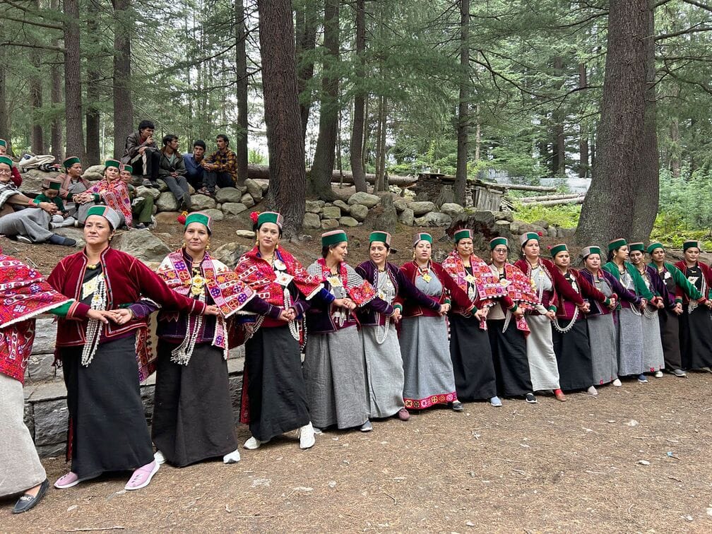 Men and women performed the Nati dance in traditional attire