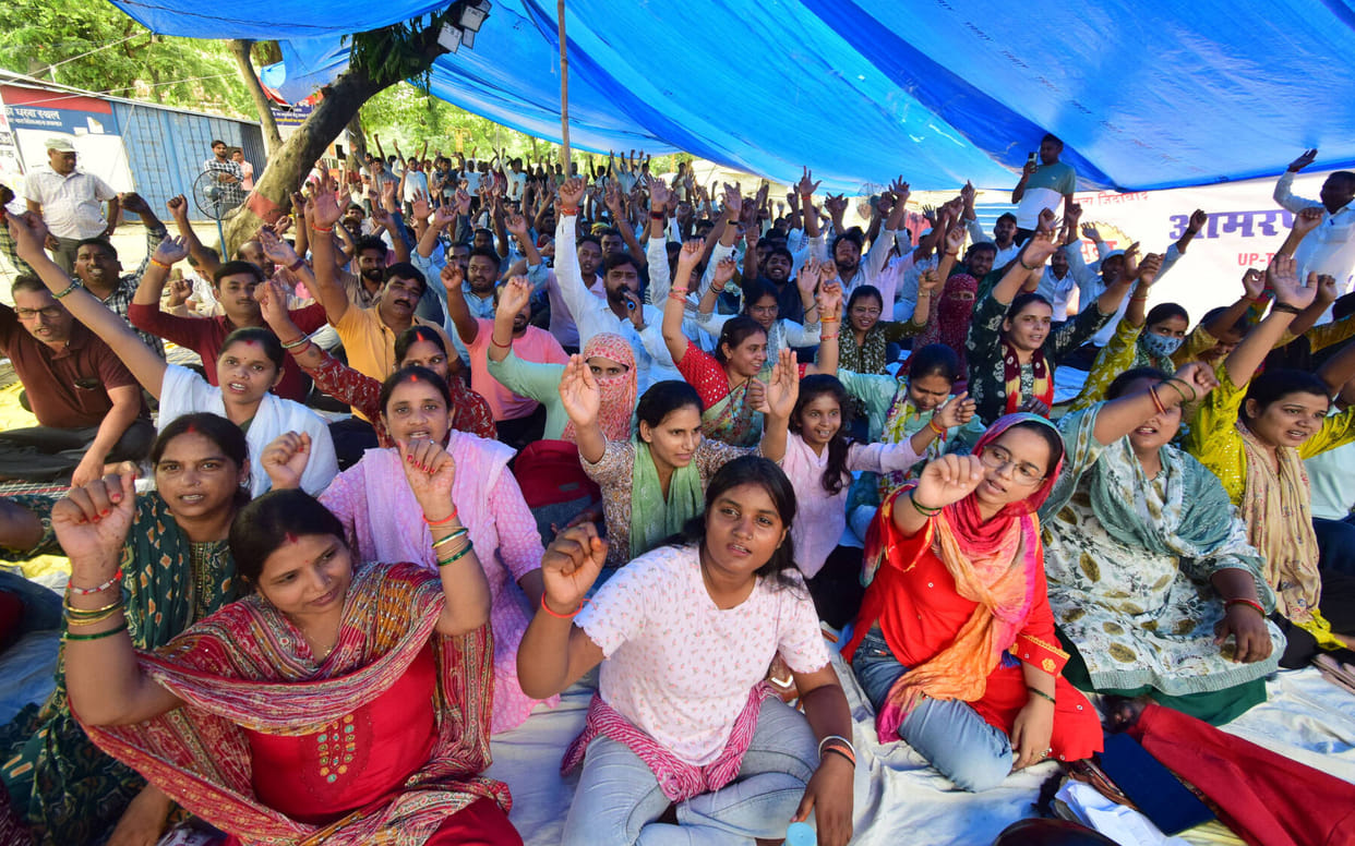 The protest by candidates on an indefinite hunger strike continues for the second day.