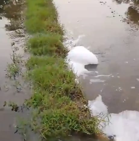 Contaminated sewage water overflowing from the