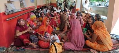 Villagers, angered by three years of waterlogging, arrived at the Tehsil office in tractor-loads.