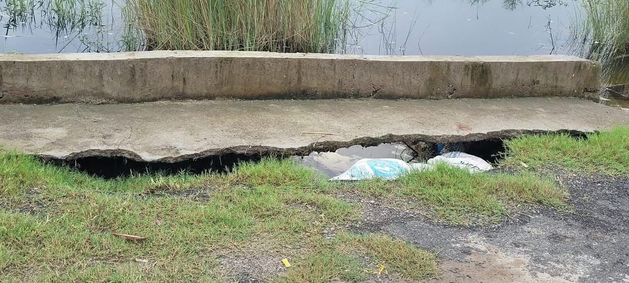 Drains at the bridge approach collapsed again before the inauguration