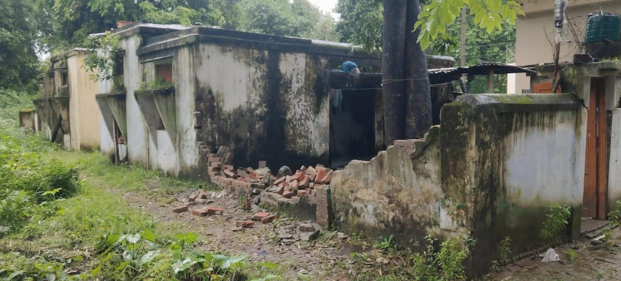40 elephants entered the Gharial center and broke down the wall.