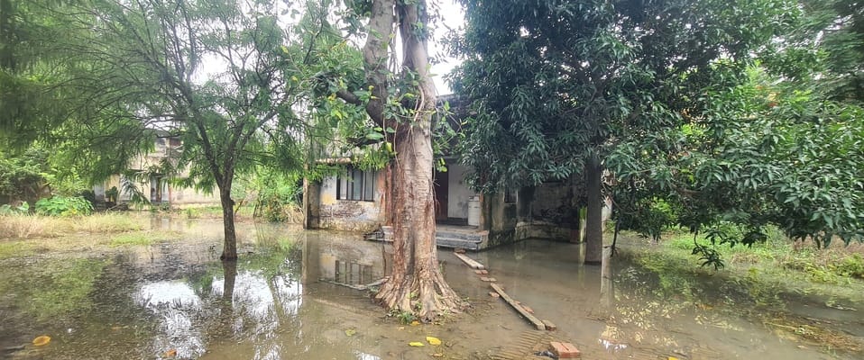 PHC premises and the access path to the staff quarters submerged in water.